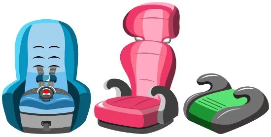 Types of child safety seats and booster seats available in US and Canada