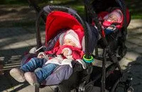 Double stroller with car seat